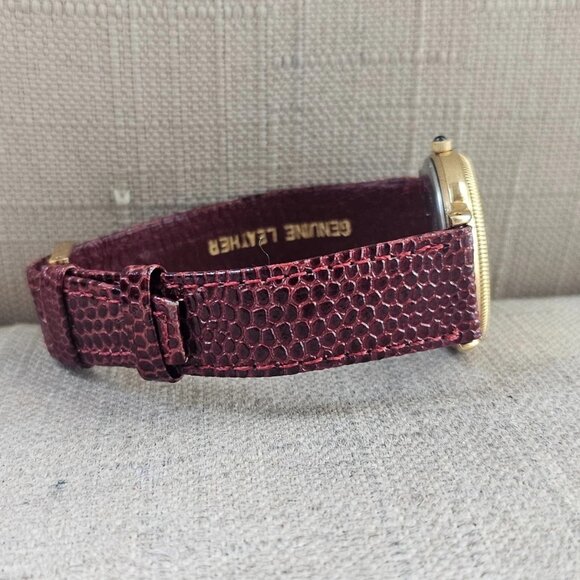 Vintage Disney Lorus Wristwatch Burgundy Tone Genuine Leather Strap Watch - Picture 5 of 12